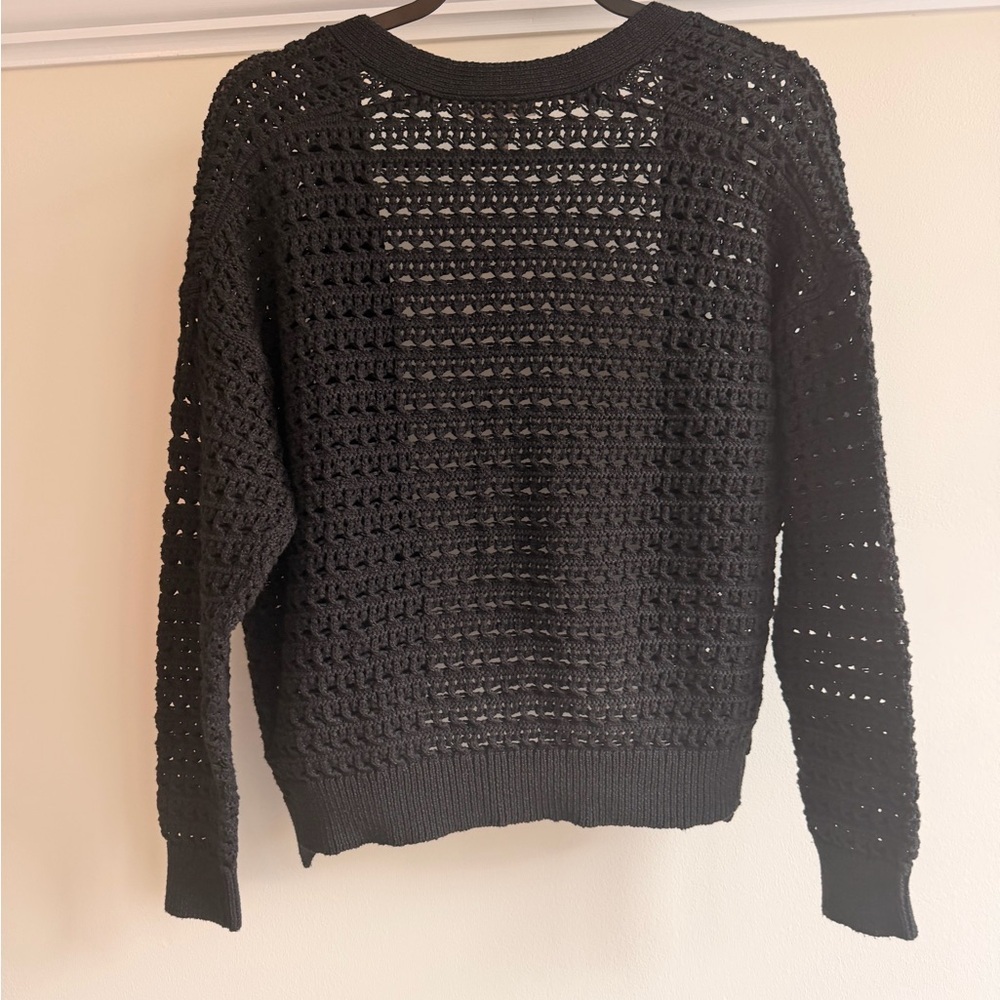 Rebecca Taylor Black Open-Weave Relaxed Cardigan - Picture 4 of 4